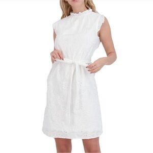 Nannette Lepore Eyelet Cap Sleeve Mini Dress White